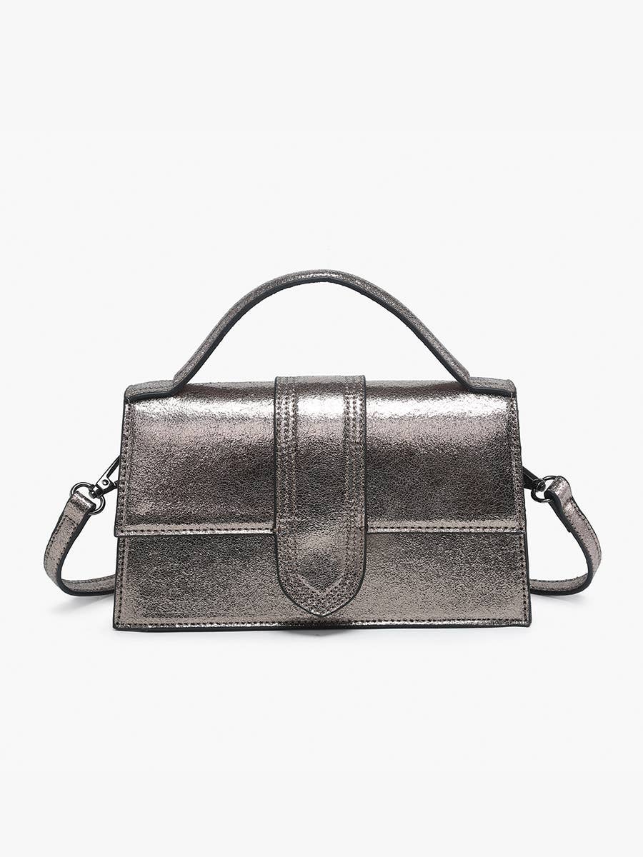 Capri Metallic Satchel with Crossbody Strap
